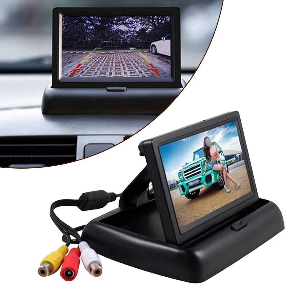 4X 3 Inch Folding LCD Monitor for Car Rear View Display (HD Color Screen)
