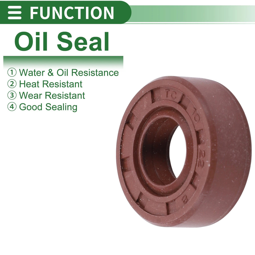 Set of 5 Oil Seal 10x22x8mm for Rotary Shaft (Fluorine Rubber)
