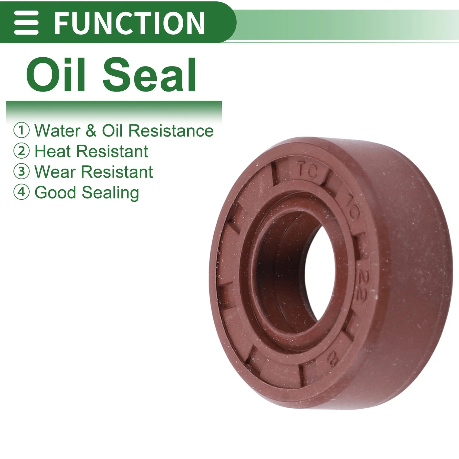 Set of 5 Oil Seal 10x22x8mm for Rotary Shaft (Fluorine Rubber)