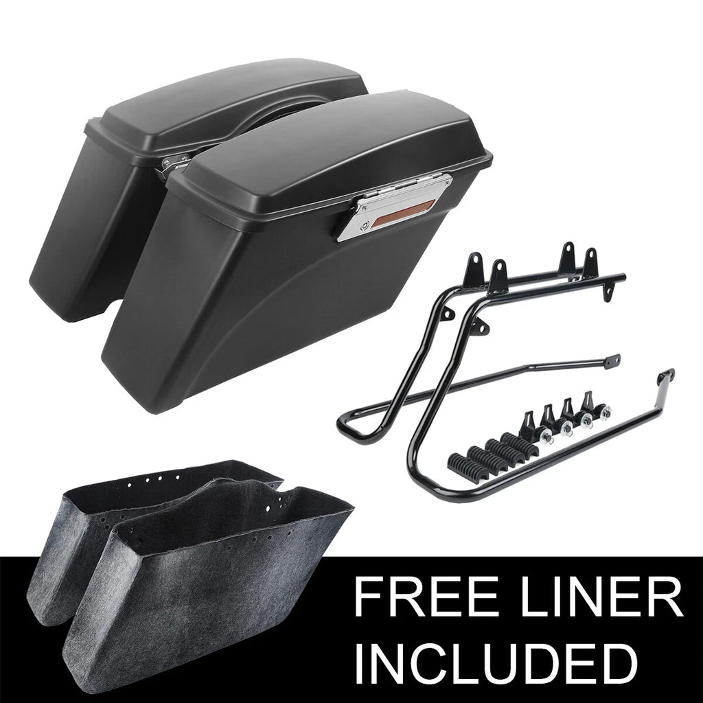 Matte Black Hard Saddlebags & Conversion Brackets for Harley Softail (1986–2017)