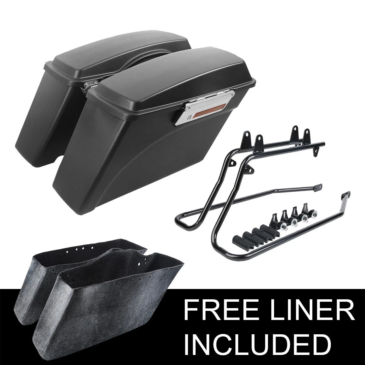 Matte Black Hard Saddlebags & Conversion Brackets for Harley Softail (1986–2017)