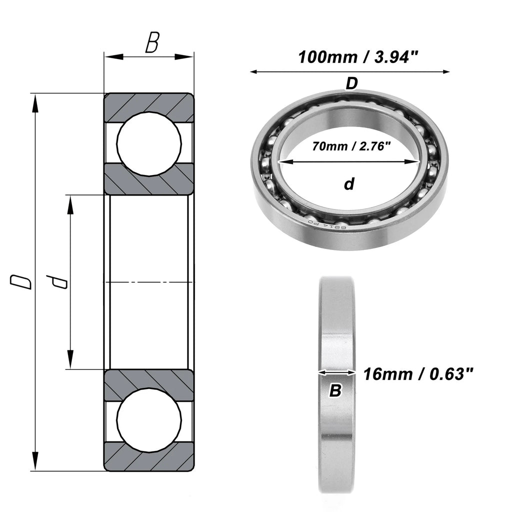 Deep Groove Ball Bearing 70x100x16mm for Scooter Skateboard (P0)