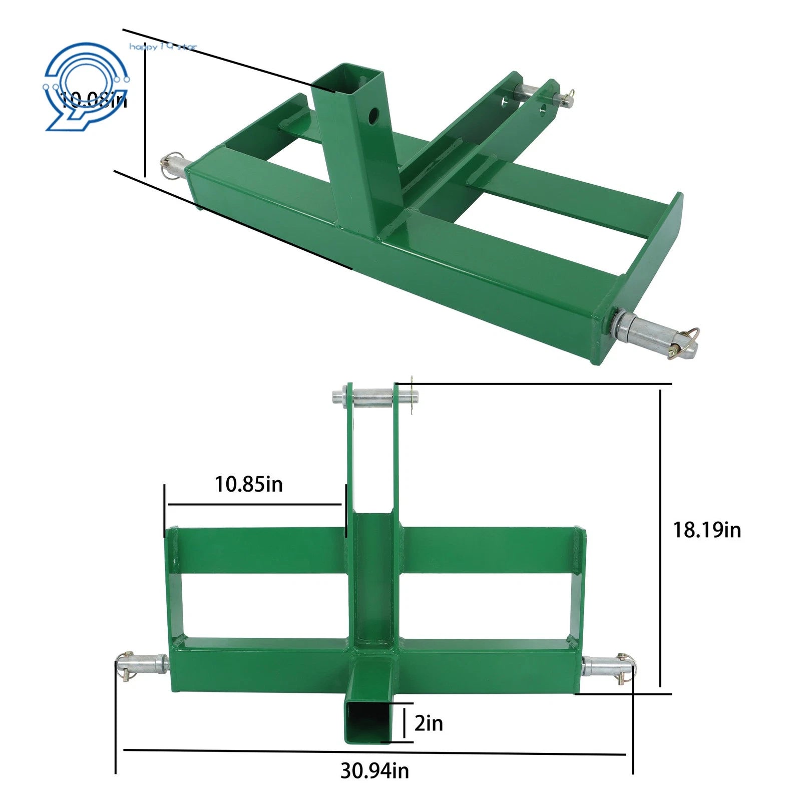 3 Point Receiver Hitch Drawbar with Weight Brackets for CAT 1 Tractor