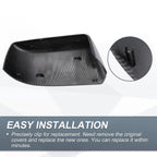 Set of 2 Rearview Mirror Cover Caps Black Carbon Fiber for Cadillac Chevrolet