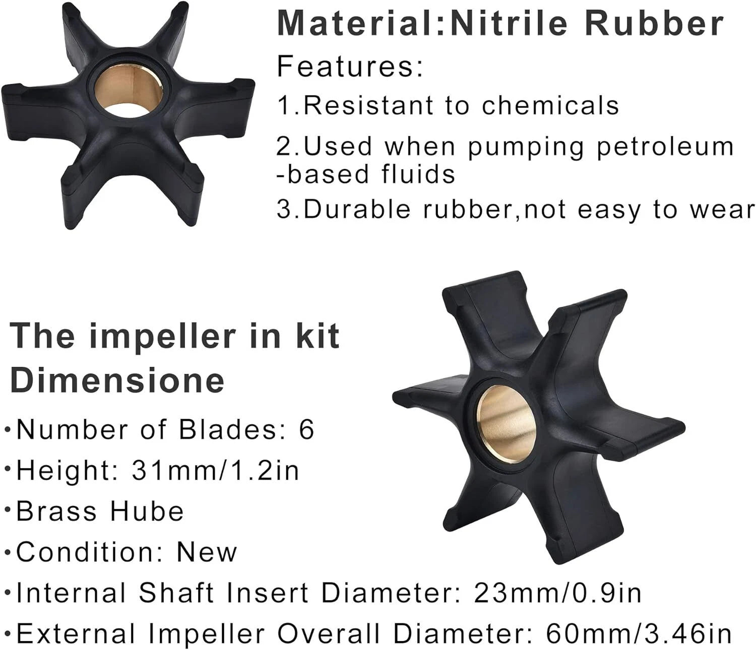 Water Pump Impeller Kit for Johnson Evinrude OMC Outboard (Repl 5001595, 0777802)
