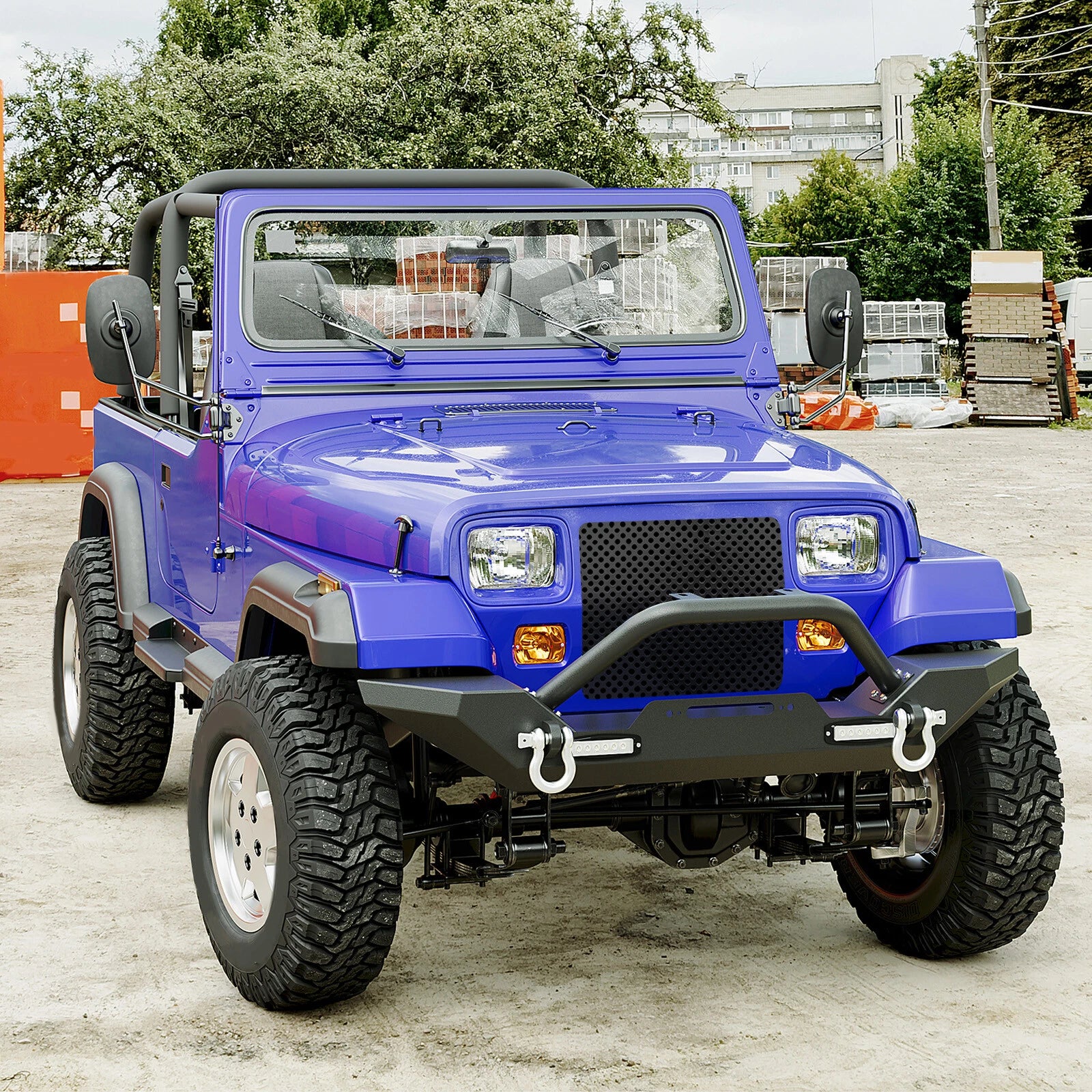 Bumper with Lights & Winch Plate for Jeep Wrangler TJ YJ (1987–2006)
