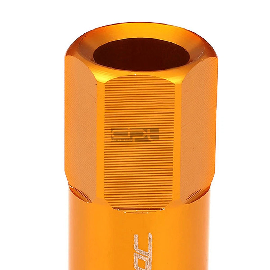 20 PC Open End M12x1.25 60mm Tall Orange Hexagon Lug Nuts for JDM Vehicles