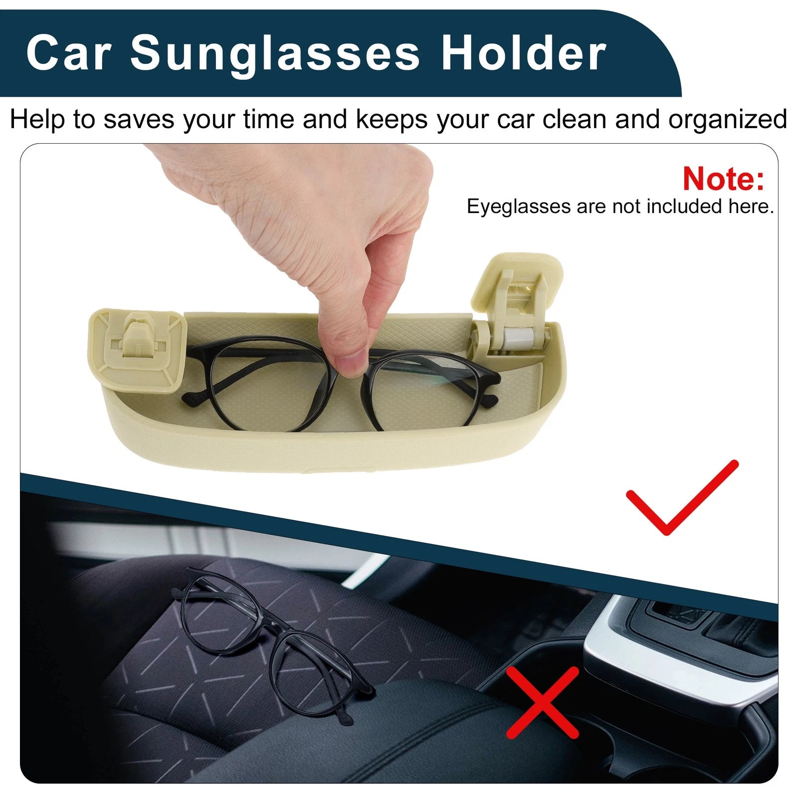 Sunglasses Case for Audi A3 (2013–2024) Eyeglasses Holder Storage Box Beige