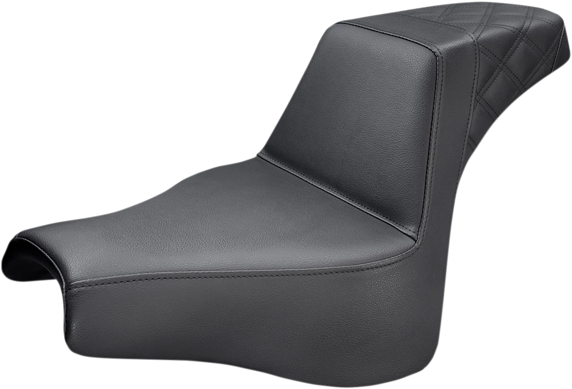 SADDLEMEN Step-Up Seat for Harley FXFB (2018–2023) - Black, Lattice Stitch