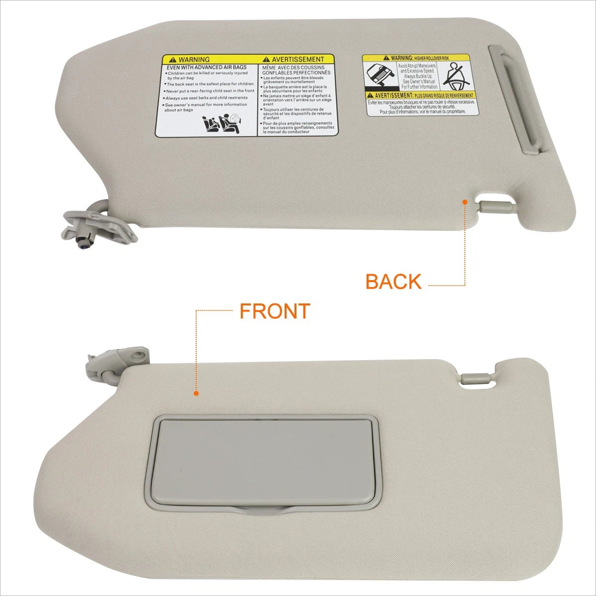 Driver Sun Visor w/Vanity Light for Nissan Pathfinder/Infiniti QX60 (2013–2014)