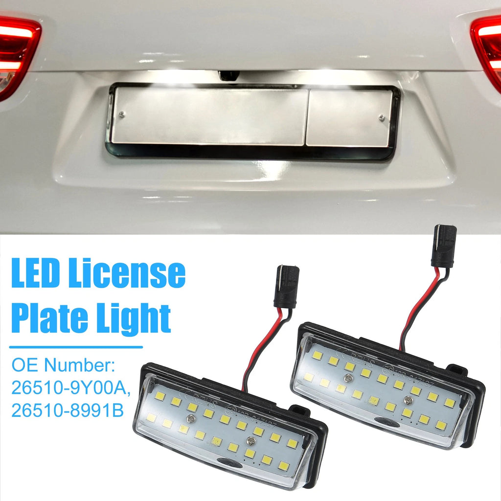 2X White 3528SMD LED License Plate Light 26510-9Y00A for Nissan Altima (2016–2018)