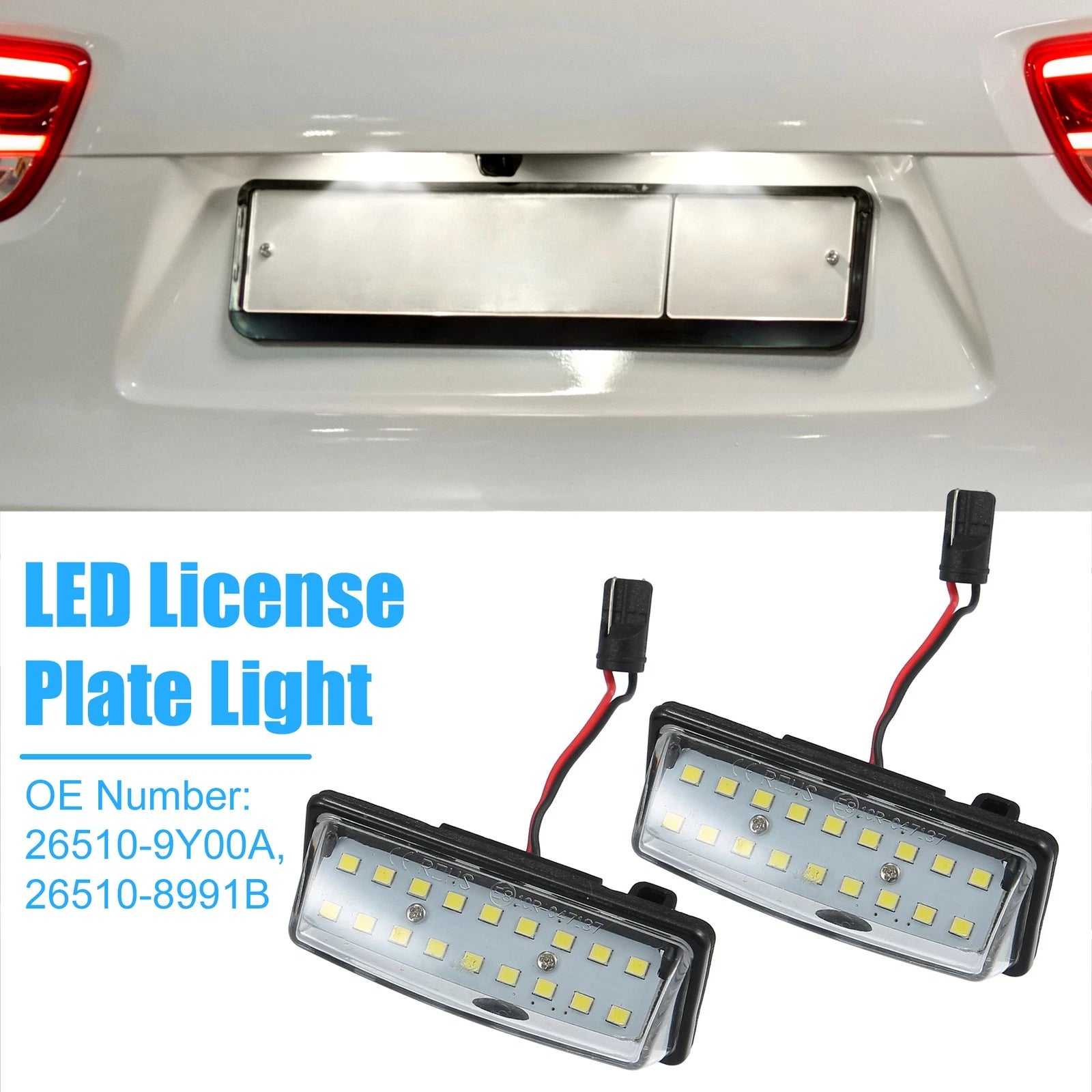 2X White 3528SMD LED License Plate Light 26510-9Y00A for Nissan Altima (2016–2018)