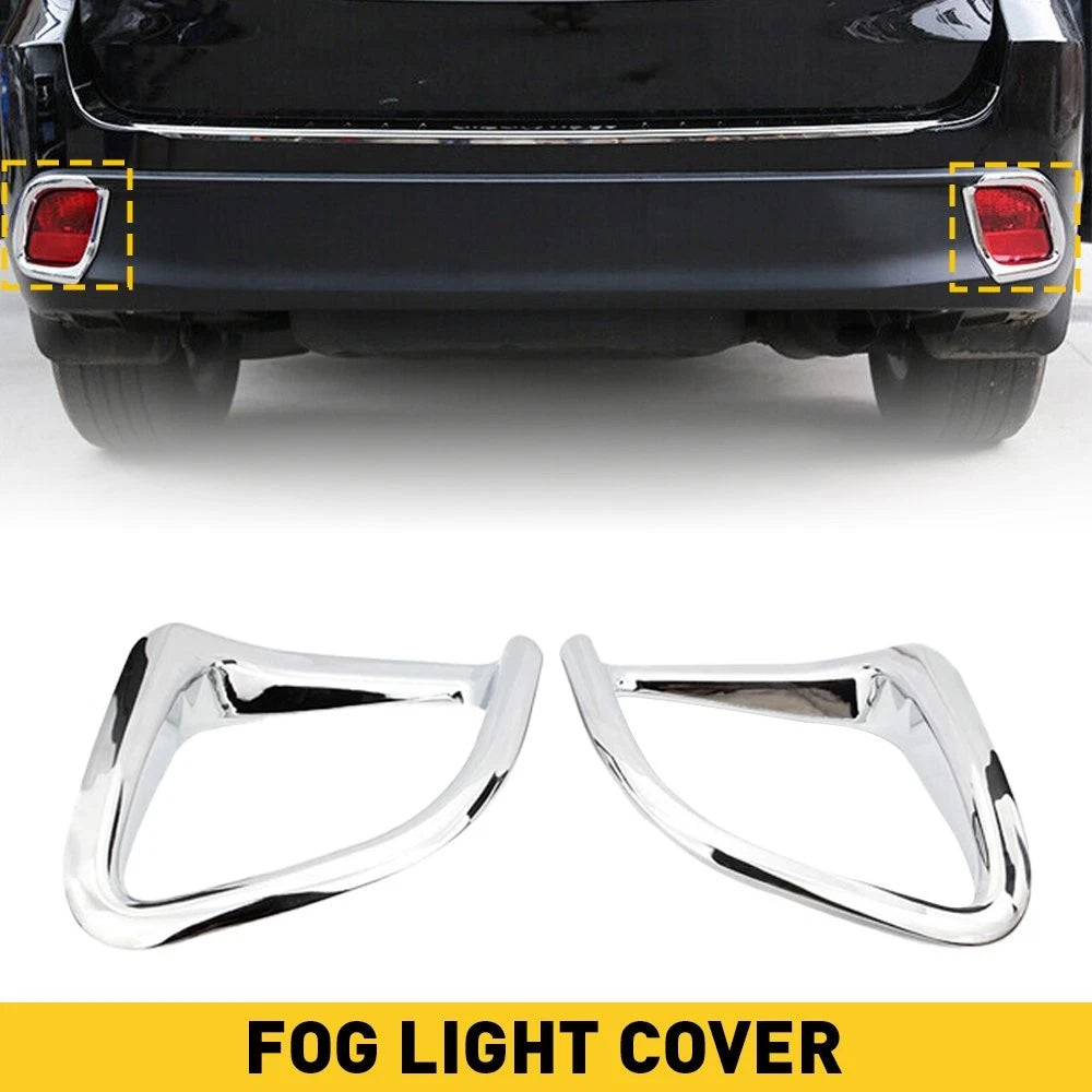 2pc Chrome Rear Fog Lamp Light Cover for Toyota Highlander (2014–2019)