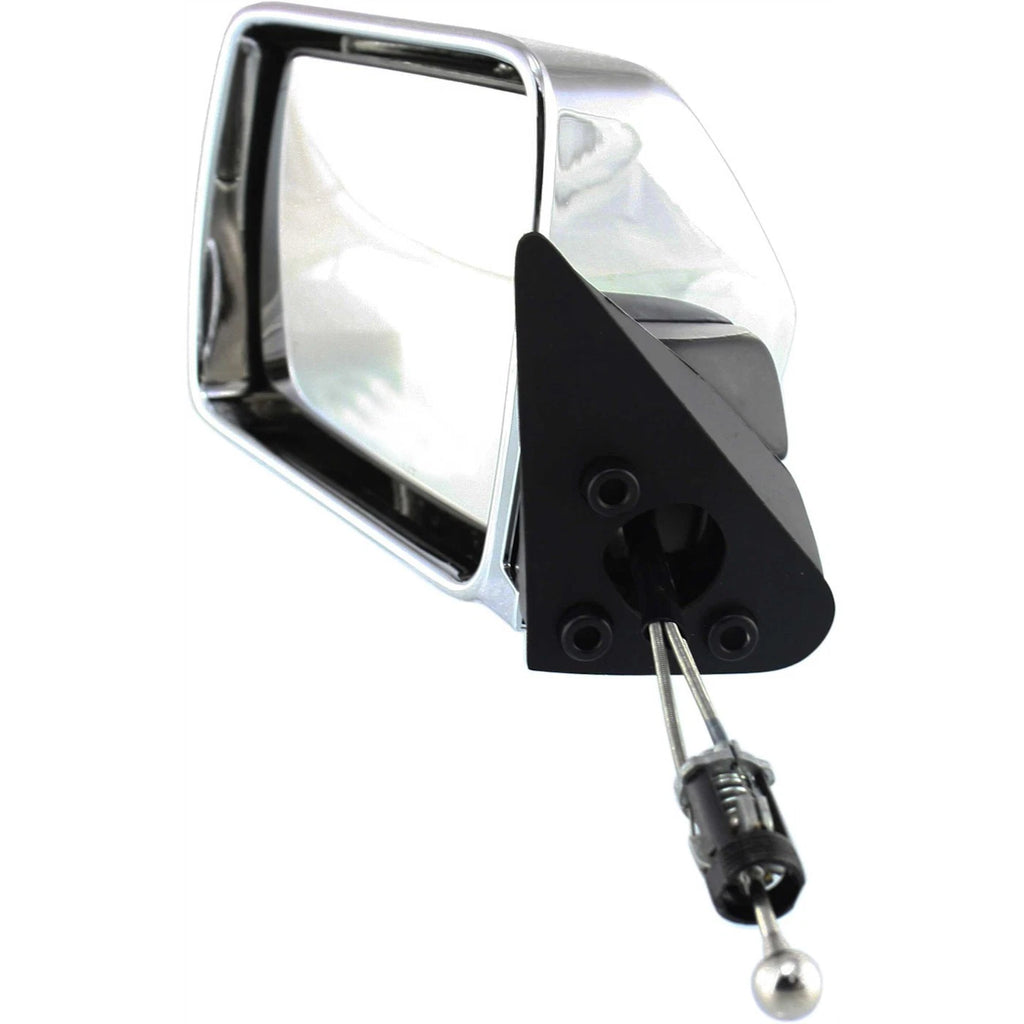 Set of 2 Manual Remote Mirrors for Jeep Cherokee (1984–1996) Chrome Black Base