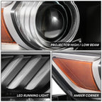 Right Side Projector Headlight for Ford Mustang (2015–2017) OE Style Black Amber HID