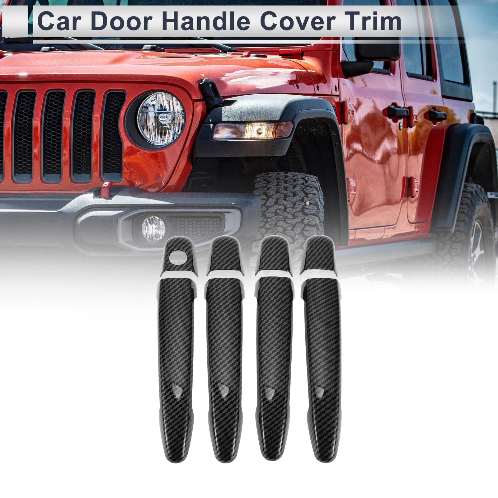 Door Handle Cover Trim for Toyota Highlander (2014–2019) Carbon Fiber Black