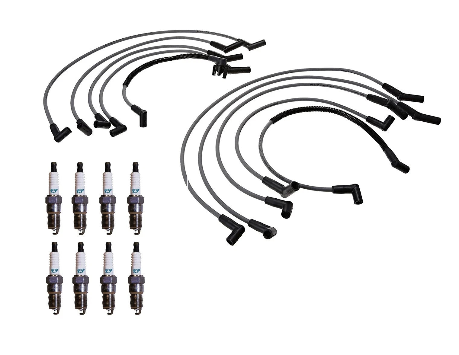 Denso 8mm Wire Set & 8 Iridium TT Spark Plugs for Ford Mustang