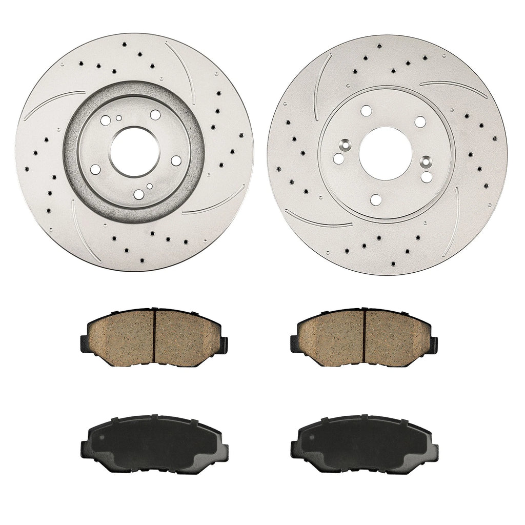 Front Drilled & Slotted Brake Rotors & Ceramic Pads for Honda Pilot (2003–2008)