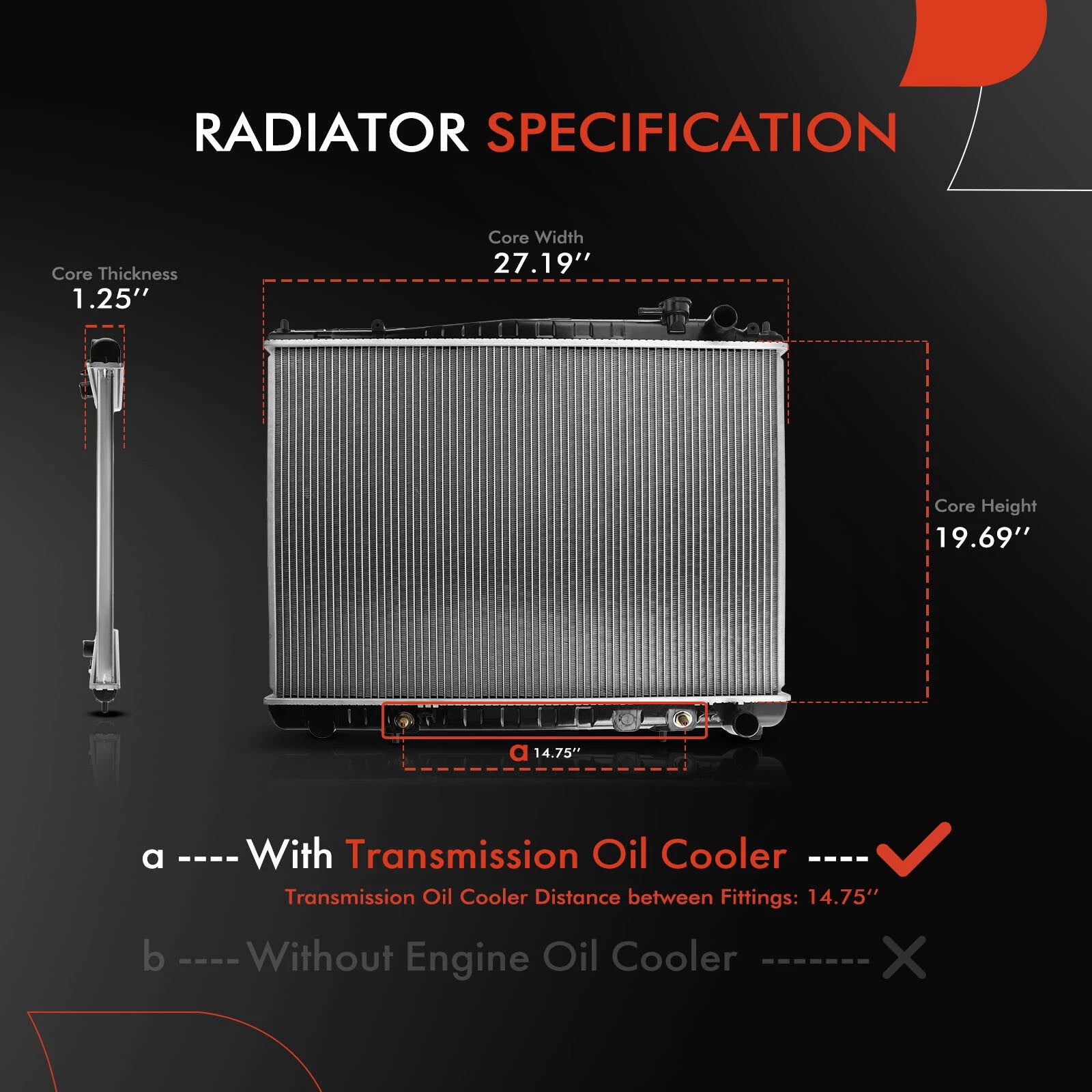 Radiator for Nissan Pathfinder Infiniti QX4 (1996–2000)