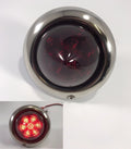 Universal Round LED Tail Light Lens Replacement with Stainless Bezel (—)