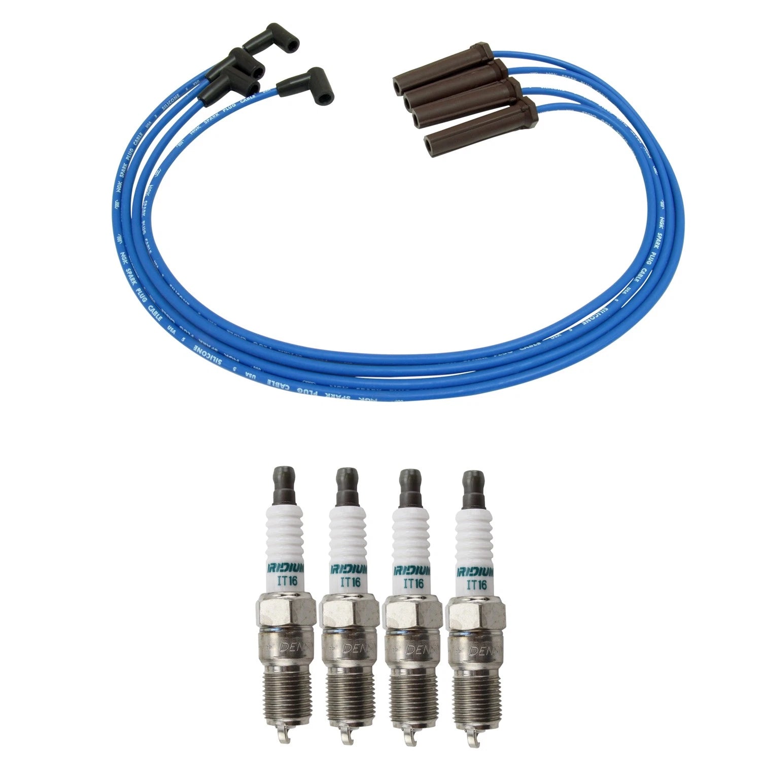 NGK Wire Set & Denso 4 Iridium Spark Plugs Kit for Hombre Sonoma S10 (1996–2004)