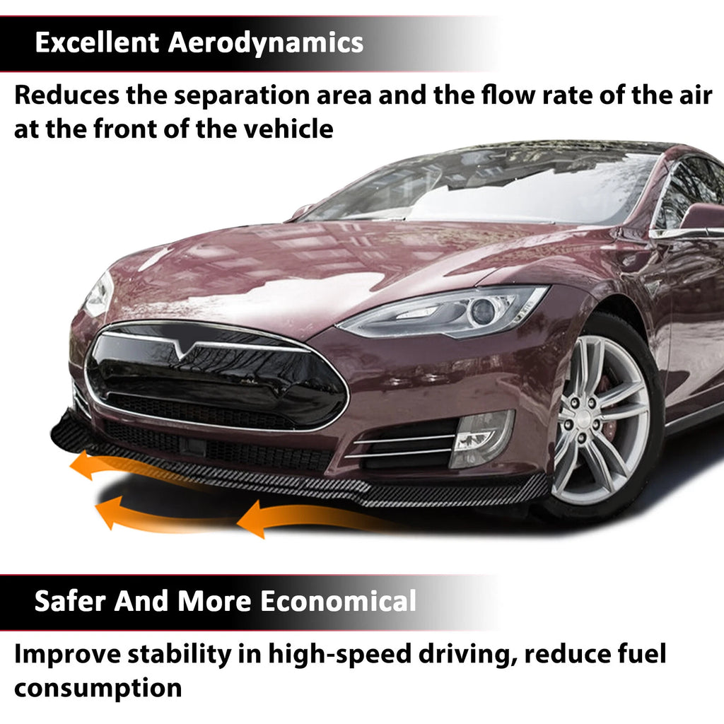 JC Style Front Bumper Lip Kit for Tesla Model S Sedan (2012–2017) - Carbon Fiber