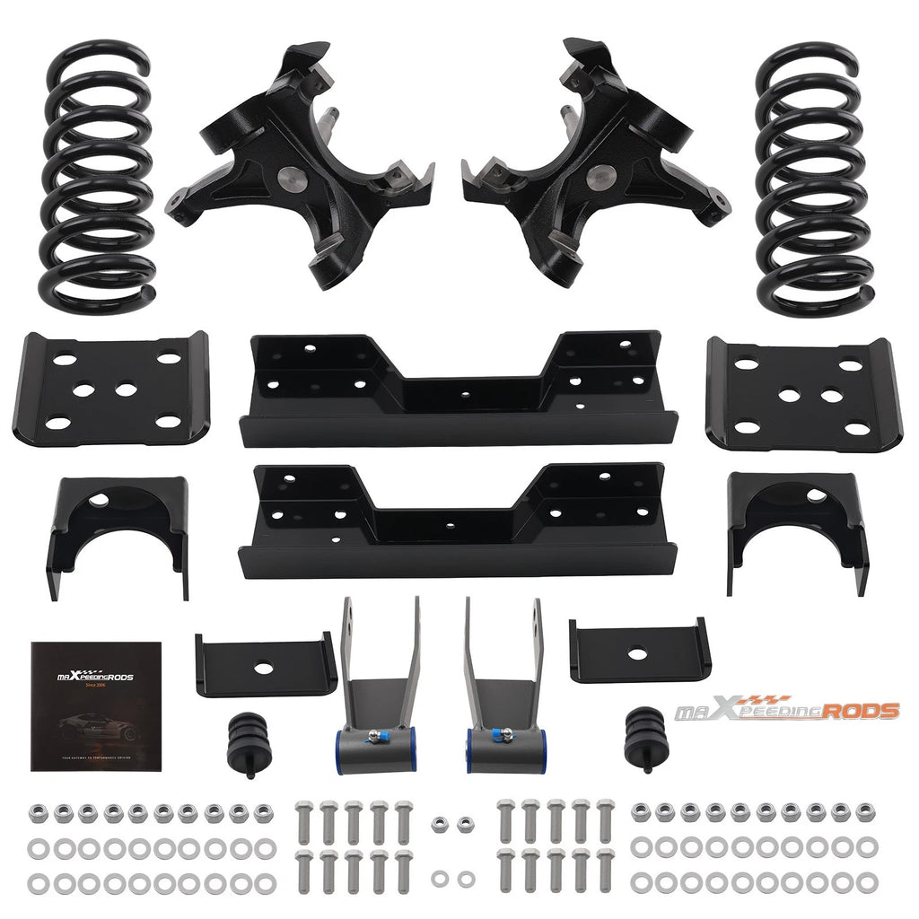 Complete Lowering Kit Coil Springs Drop Spindles for Silverado C1500 (1988–1998)