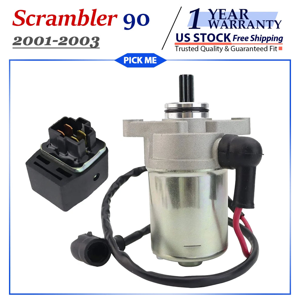 Starter Motor with Relay for Polaris Scrambler 90 (2001–2003)