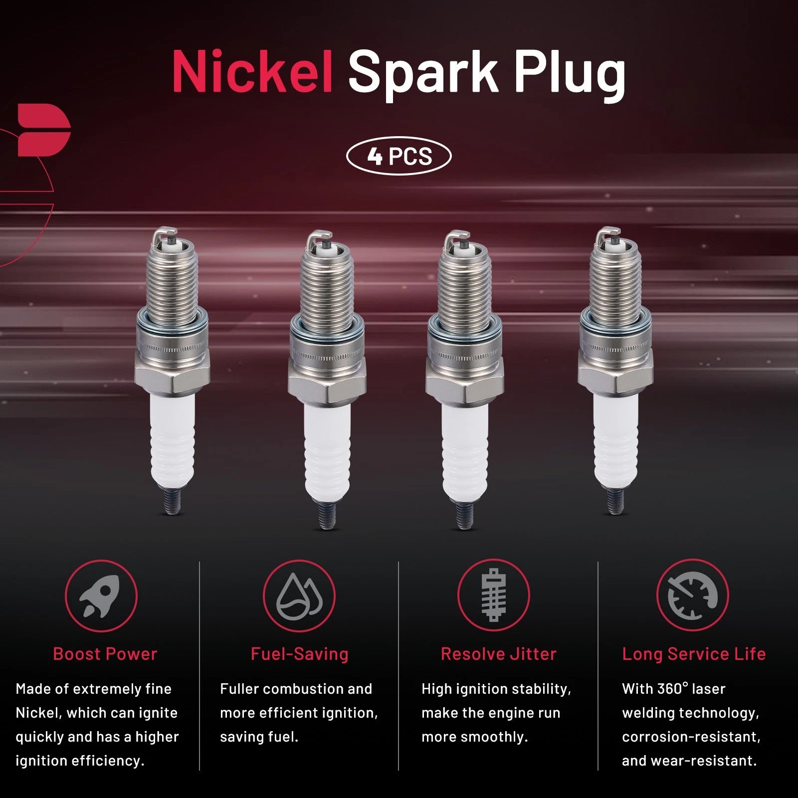 Set of 4 Spark Plugs 7162 for Arctic Cat 150 (2010–2015)