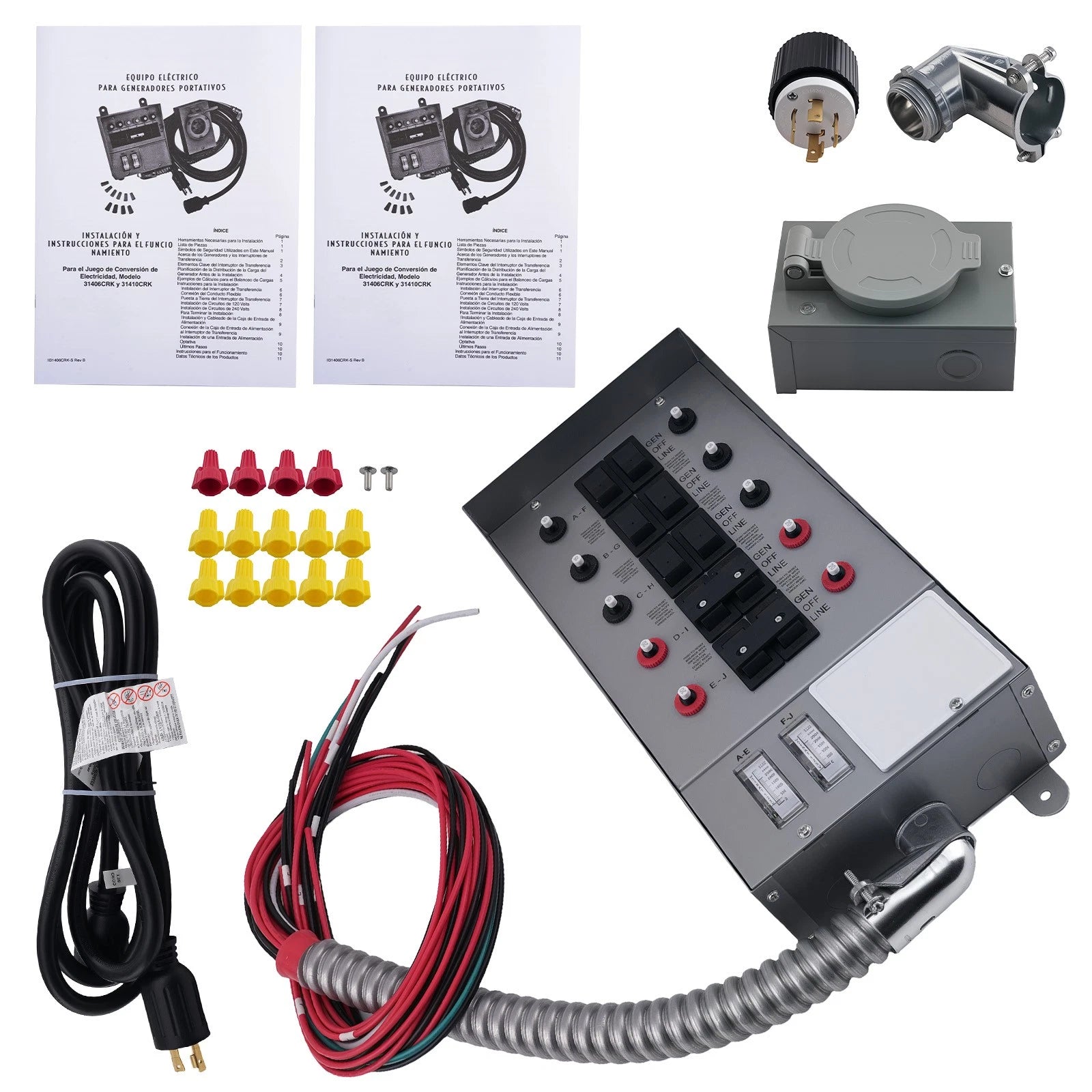 30A Manual Transfer Switch for L14-30 Plug (7500W, Steel Enclosure)