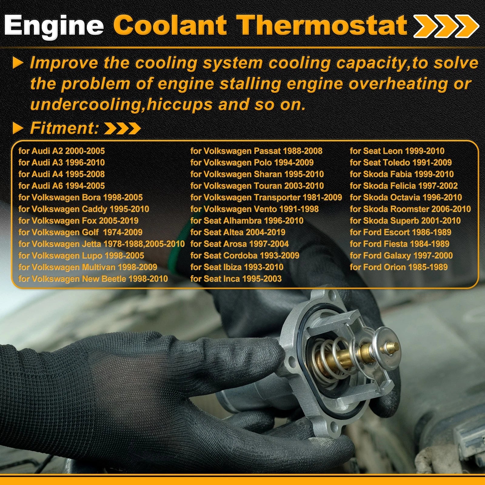 Engine Coolant Thermostat 068121113H for Audi A2 (2000–2005) with Seal