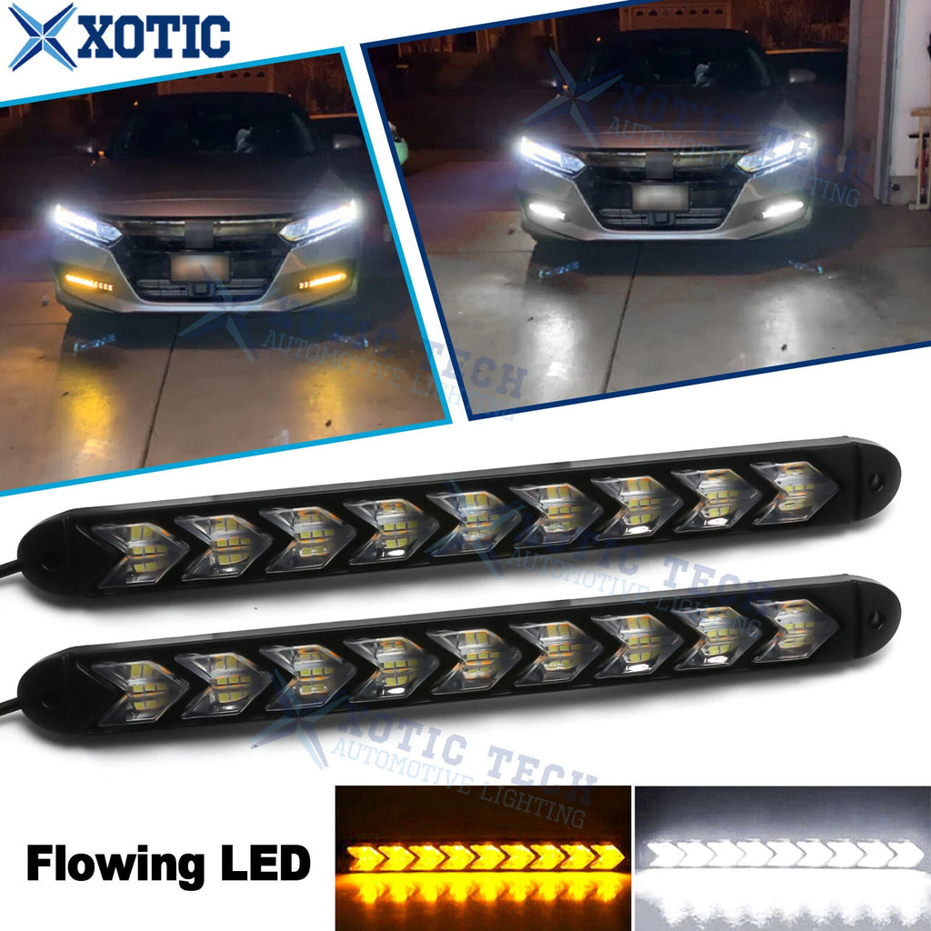 Switchback Flowing LED Amber White Arrow Flasher for DRL Turn Signal Light (—)