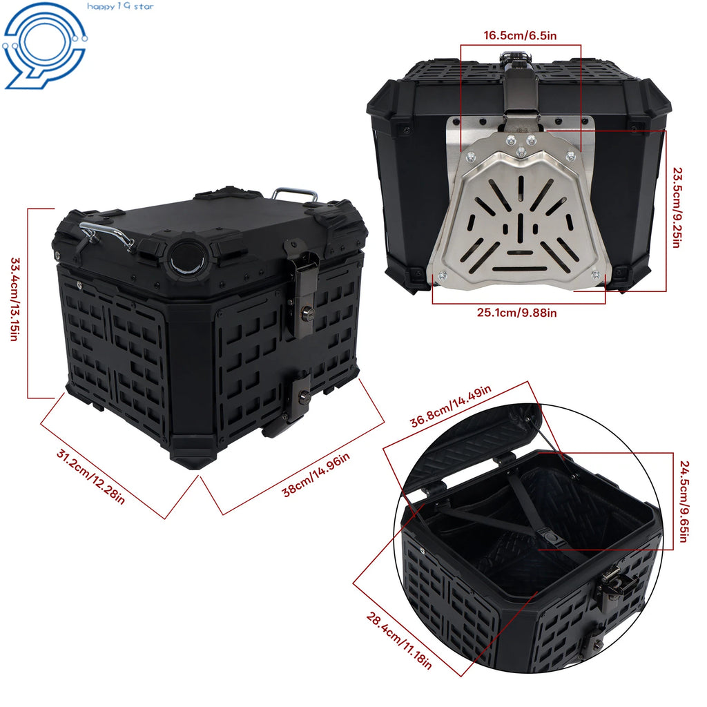 45L Black Motorcycle Top Case Trunk for Universal Models