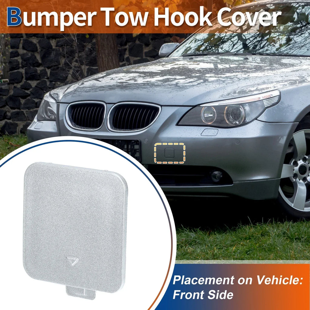 Tow Hook Cover for BMW 525i 530i Silver Tone