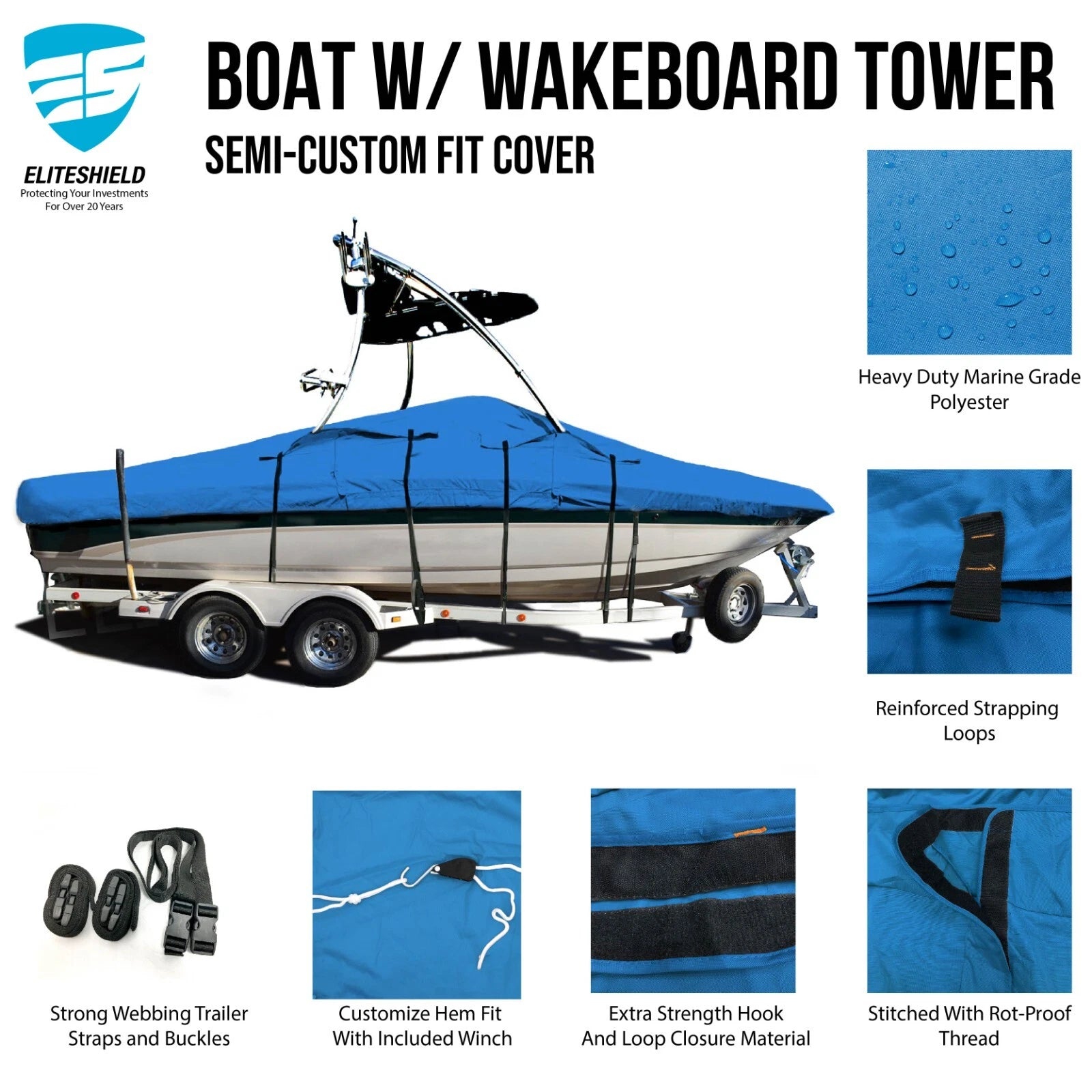 Boat Cover for Formula 240 Bowrider (Trailerable, Durable)