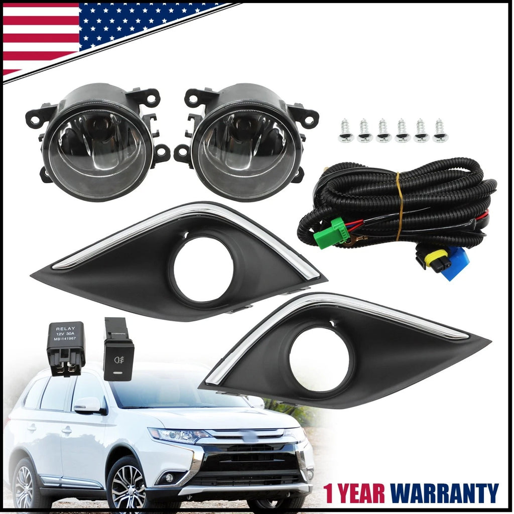Front Bumper Fog Light Lamp with Cover Wire Kit for Mitsubishi Outlander (2016–2018)