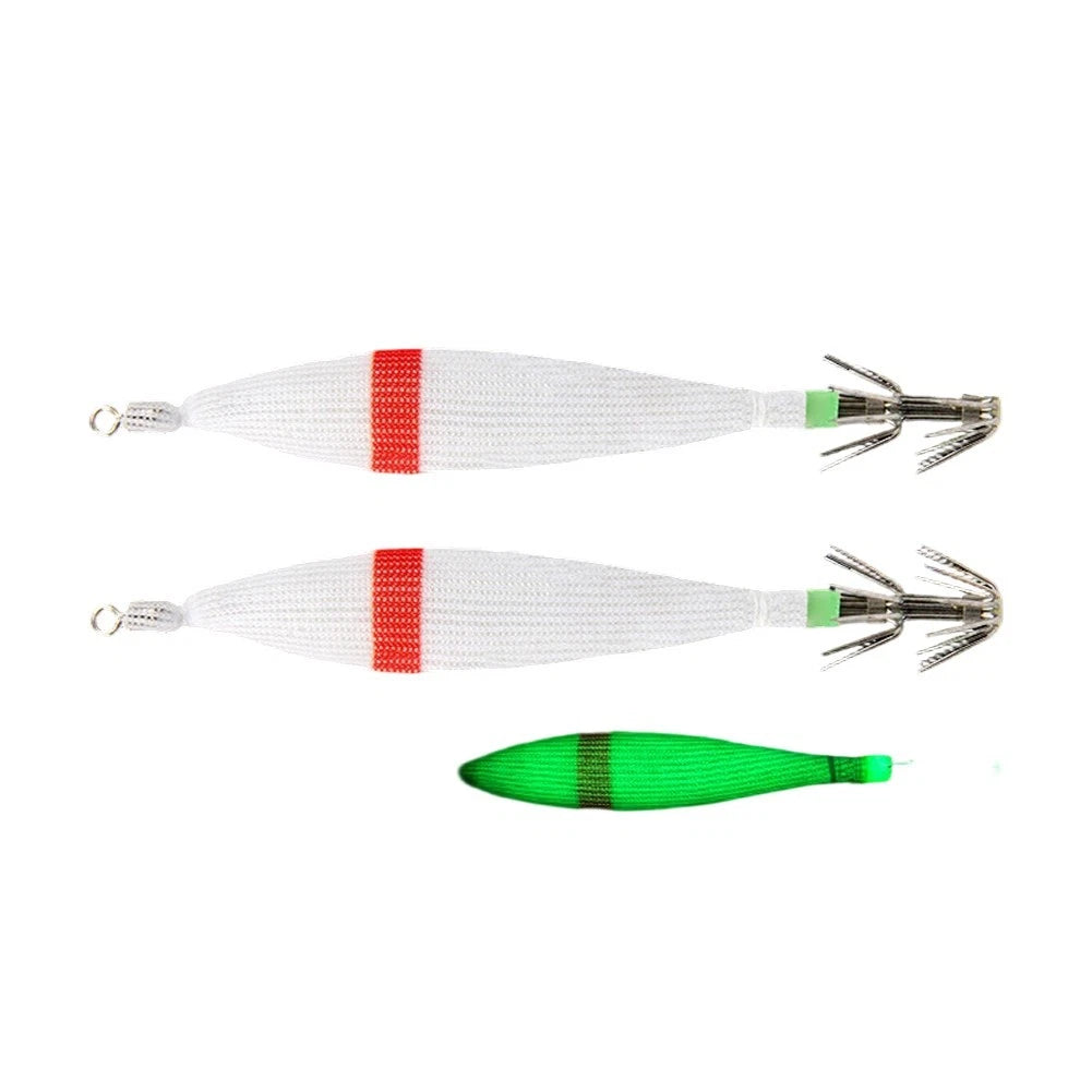 2X Squid Jig Lure 10cm 5g Luminous with Rotatable Ring Setup for Fishing