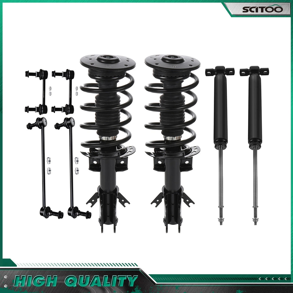 Front Struts Rear Shocks Sway Bars w/Coil Springs for Ford Fusion (2013–2018)
