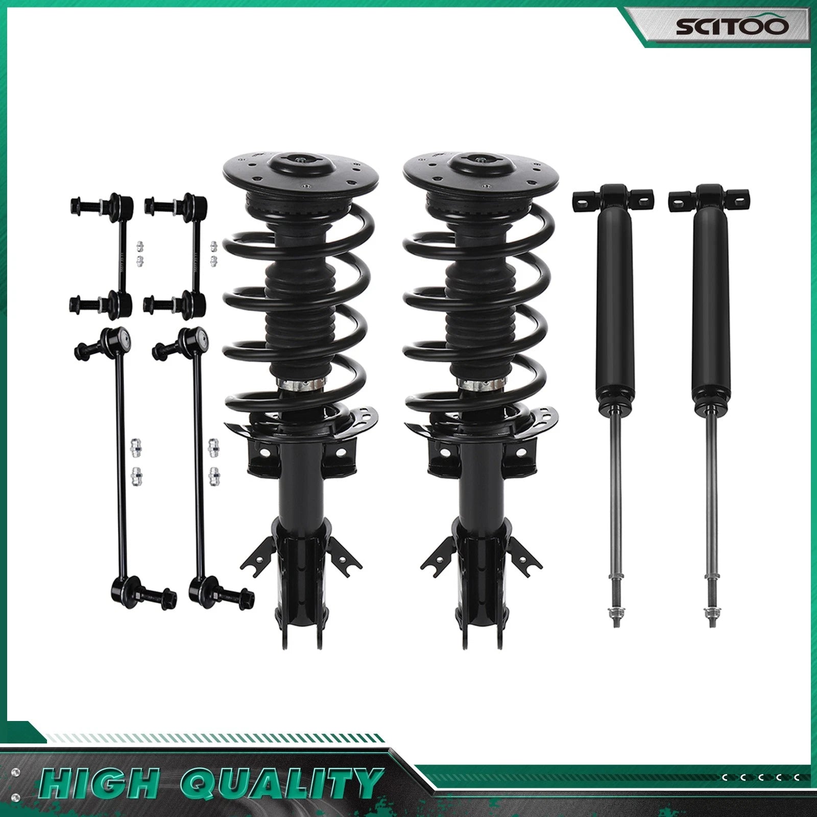 Front Struts Rear Shocks Sway Bars w/Coil Springs for Ford Fusion (2013–2018)