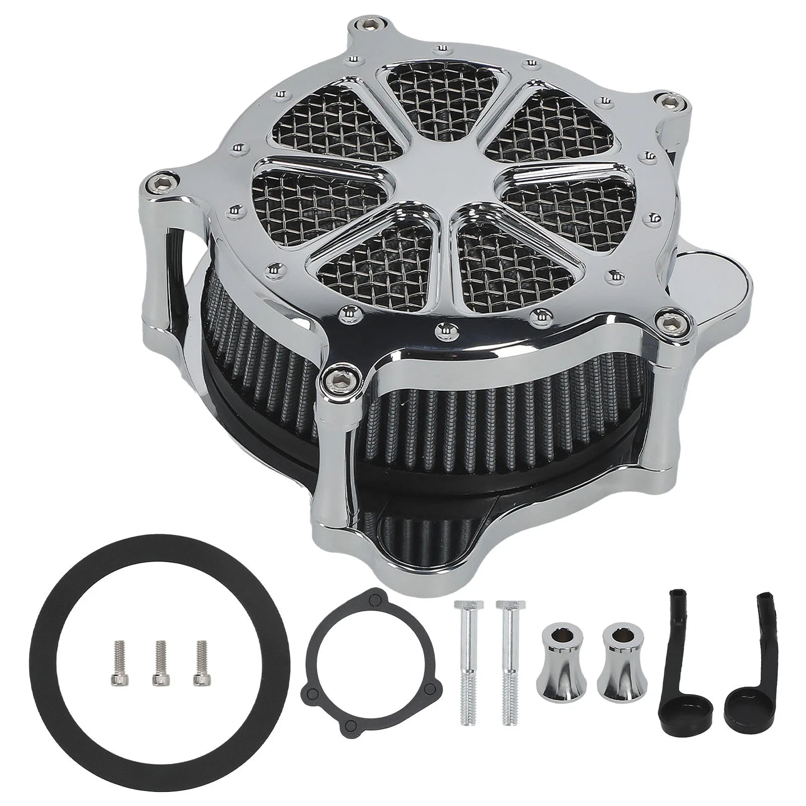 Chrome Air Cleaner Filter Intake Kit for Harley Touring Dyna (2000–2017)