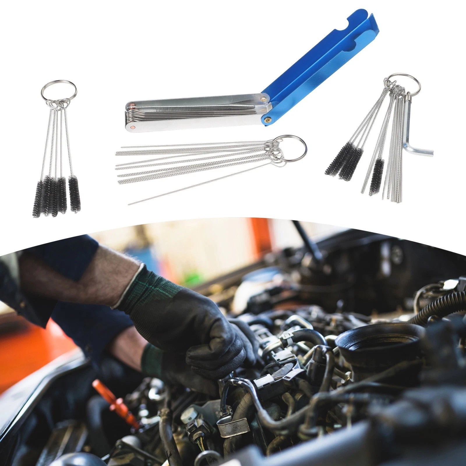 Carburetor Brush Tools Set of 4 for Cars and Motorcycles