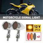 2X Chrome Amber LED Turn Signal Lights for Harley Motorcycle