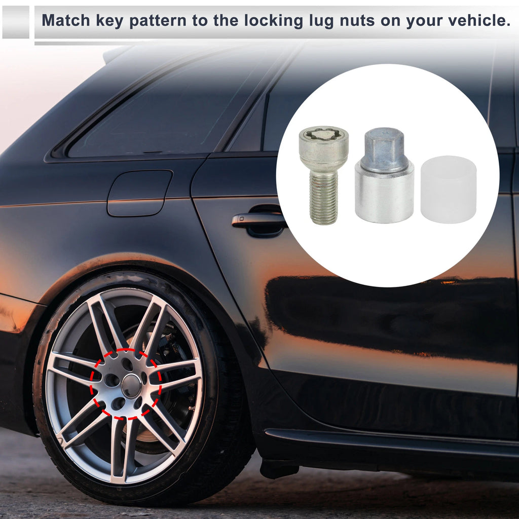 Type M Wheel Lock Lugnut with Bolt Kit Nut Removal Key for Audi A4L A5 (2013–2020)