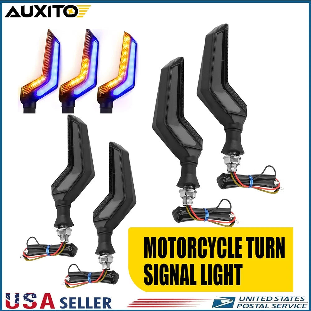 Set of 4 Black LED Turn Signals for Universal Motorcycle (H)