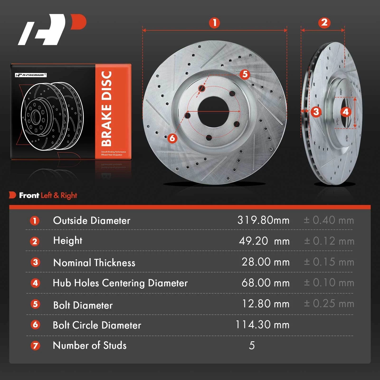 Front Drilled Brake Rotors for Nissan Murano (2009-2011)