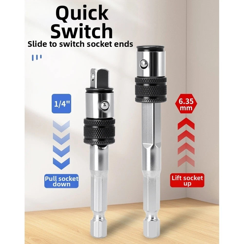 1/4in Hex to Square Socket Conversion Adapter for Drills