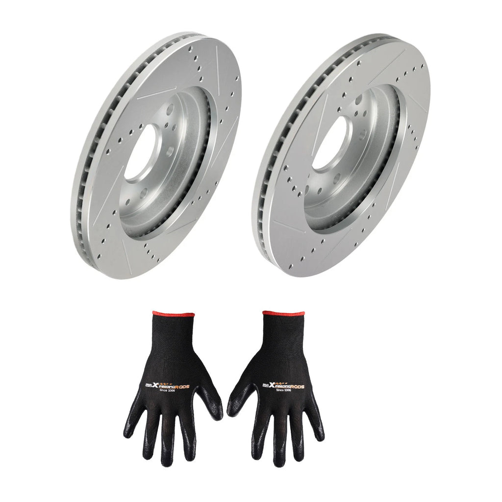 Front Drilled & Slotted Brake Rotor Set for GMC Yukon XL/Chevrolet Suburban (2015–2020)