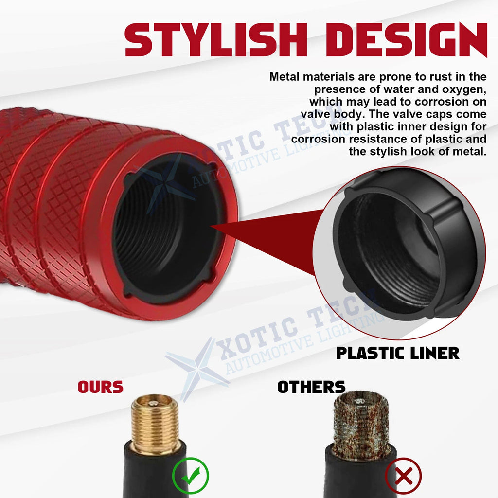 Anodized Aluminum Tire Valve Stem Caps Dust Cover for Universal Fit (4-Pack)