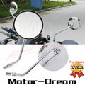 Chrome Rear View Mirrors for Honda Suzuki Kawasaki (10mm)