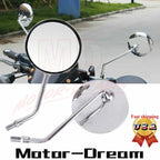 Chrome Rear View Mirrors for Honda Suzuki Kawasaki (10mm)